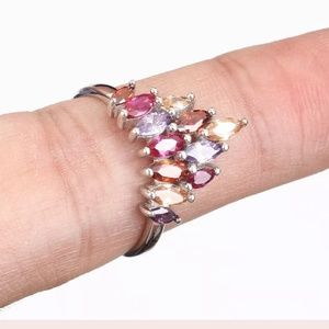 Teardrop gemstone pyramid sterling ring sz8